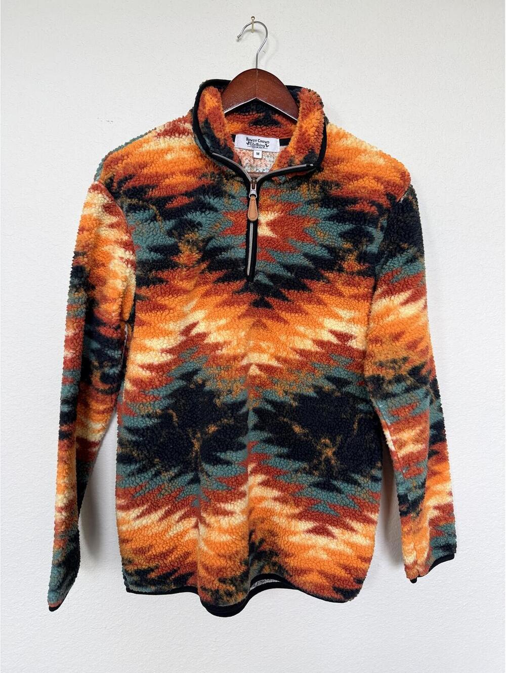 Rowdy Crowd Clothing Medium Sherpa Fleece Pullover with Geometric Pattern